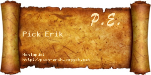Pick Erik névjegykártya